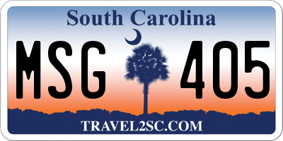 SC license plate MSG405