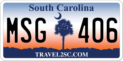 SC license plate MSG406