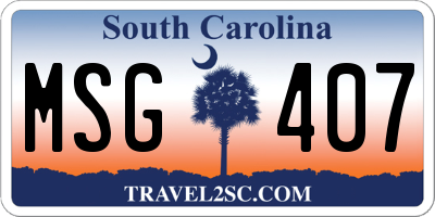 SC license plate MSG407