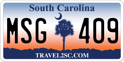 SC license plate MSG409