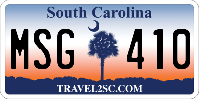 SC license plate MSG410