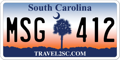 SC license plate MSG412