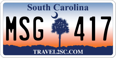 SC license plate MSG417