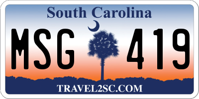 SC license plate MSG419