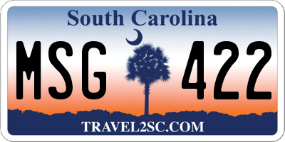 SC license plate MSG422