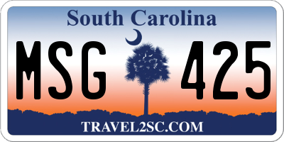 SC license plate MSG425