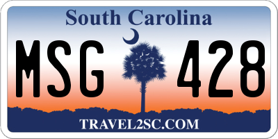 SC license plate MSG428