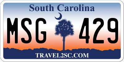 SC license plate MSG429