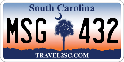 SC license plate MSG432