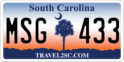 SC license plate MSG433