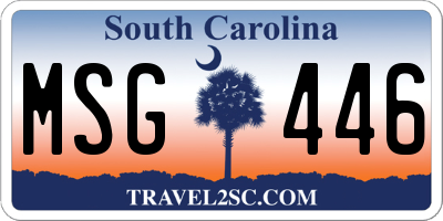 SC license plate MSG446