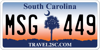 SC license plate MSG449