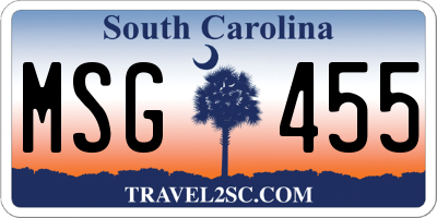 SC license plate MSG455