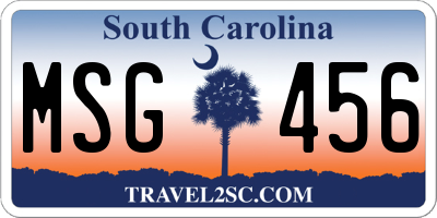 SC license plate MSG456