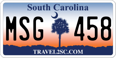 SC license plate MSG458