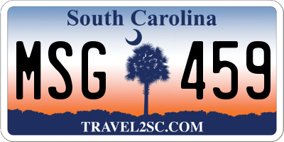SC license plate MSG459
