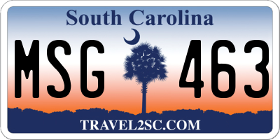 SC license plate MSG463