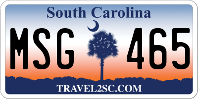 SC license plate MSG465