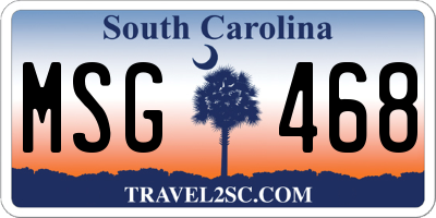 SC license plate MSG468