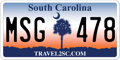 SC license plate MSG478