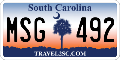 SC license plate MSG492