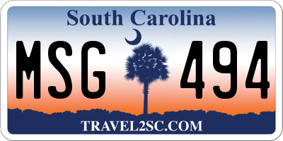 SC license plate MSG494