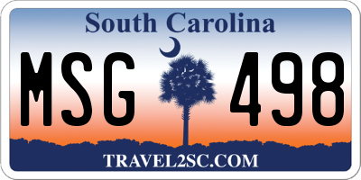 SC license plate MSG498