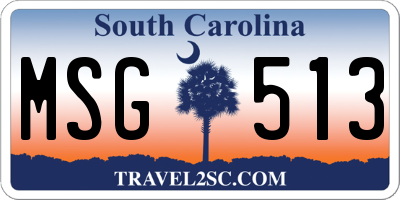 SC license plate MSG513