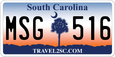 SC license plate MSG516