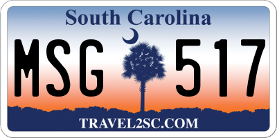SC license plate MSG517