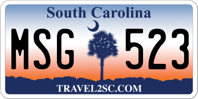 SC license plate MSG523
