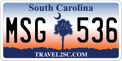 SC license plate MSG536