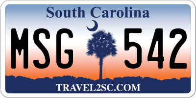SC license plate MSG542