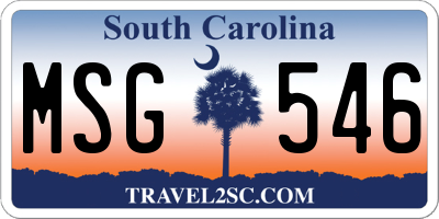 SC license plate MSG546