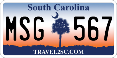SC license plate MSG567