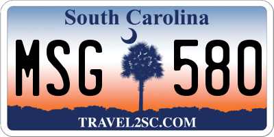 SC license plate MSG580