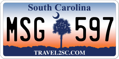 SC license plate MSG597