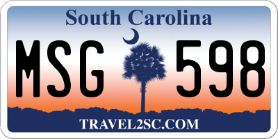 SC license plate MSG598
