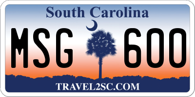 SC license plate MSG600