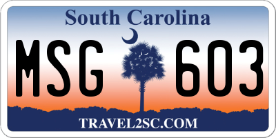 SC license plate MSG603