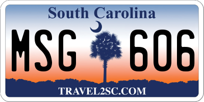 SC license plate MSG606