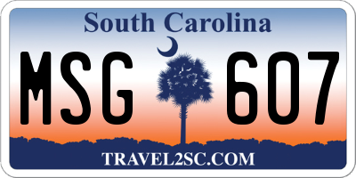 SC license plate MSG607