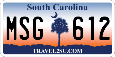 SC license plate MSG612
