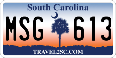 SC license plate MSG613