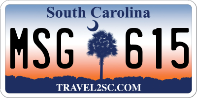 SC license plate MSG615