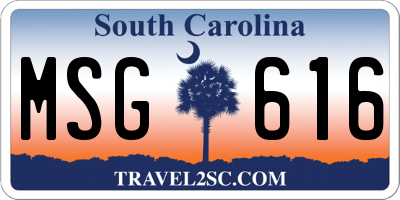 SC license plate MSG616