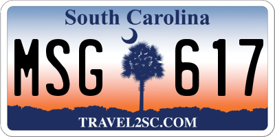 SC license plate MSG617