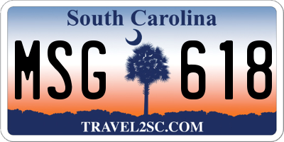 SC license plate MSG618