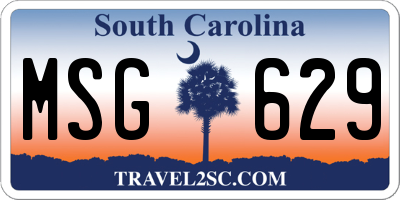 SC license plate MSG629
