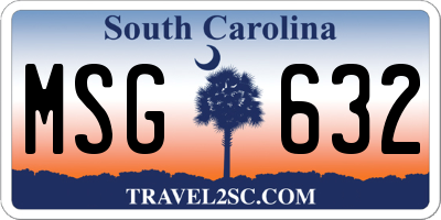 SC license plate MSG632
